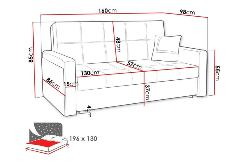 Denegal 3-sits Bäddsoffa Black - Møbler - Sofaer - Sovesofaer