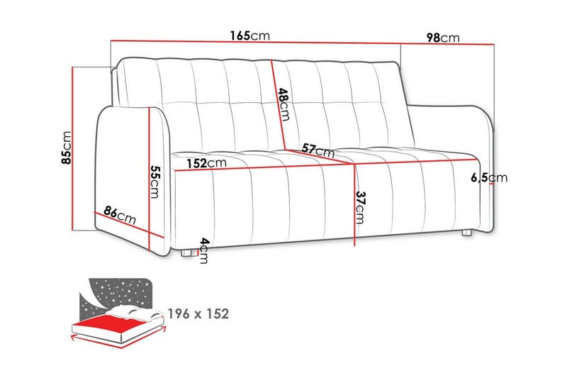 Denegal 3-sits Bäddsoffa NO_BRAND Dark grey - Møbler - Sofaer - Sovesofaer