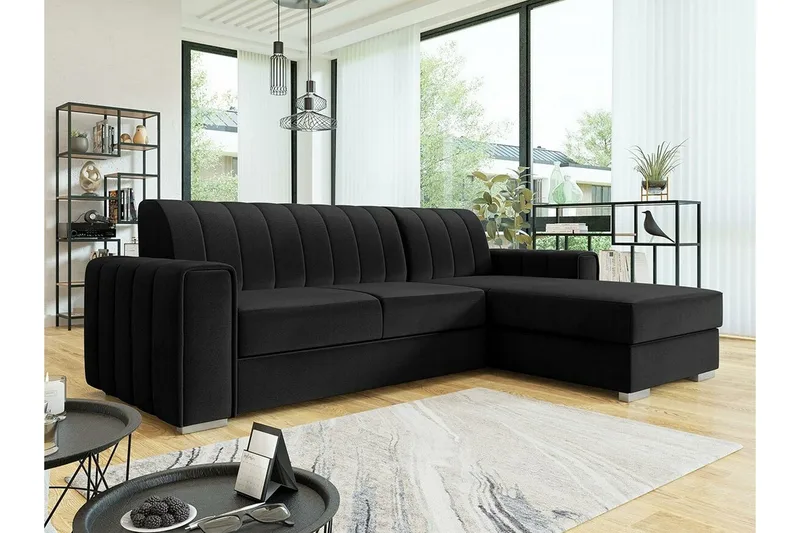 Denegal 3-sits Hörnbäddsoffa Black - Møbler - Sofaer - Sovesofaer