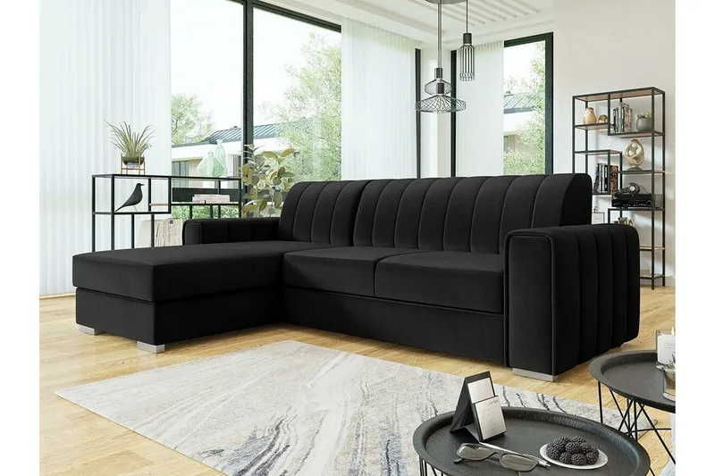 Denegal 3-sits Hörnbäddsoffa Black - Møbler - Sofaer - Sovesofaer