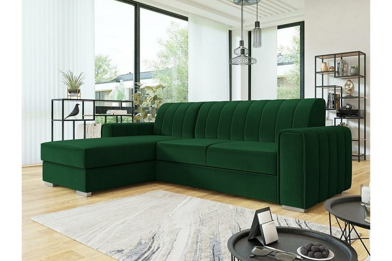 Denegal 3-sits Hörnbäddsoffa Dark green - Møbler - Sofaer - Sovesofaer