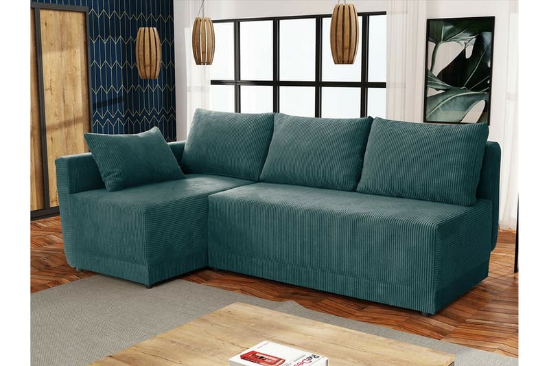 Denegal 3-sits Hörnbäddsoffa Dark green - Møbler - Sofaer - Sovesofaer