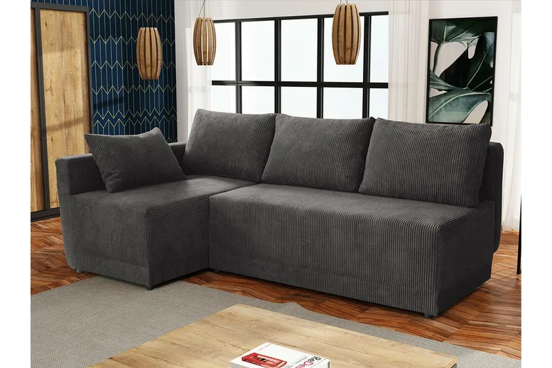 Denegal 3-sits Hörnbäddsoffa Dark grey - Møbler - Sofaer - Sovesofaer