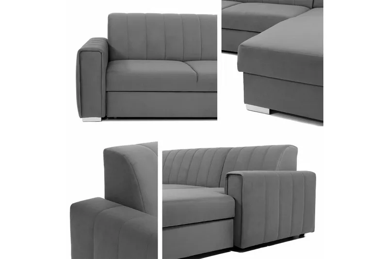 Denegal 3-sits Hörnbäddsoffa Dark grey - Møbler - Sofaer - Sovesofaer