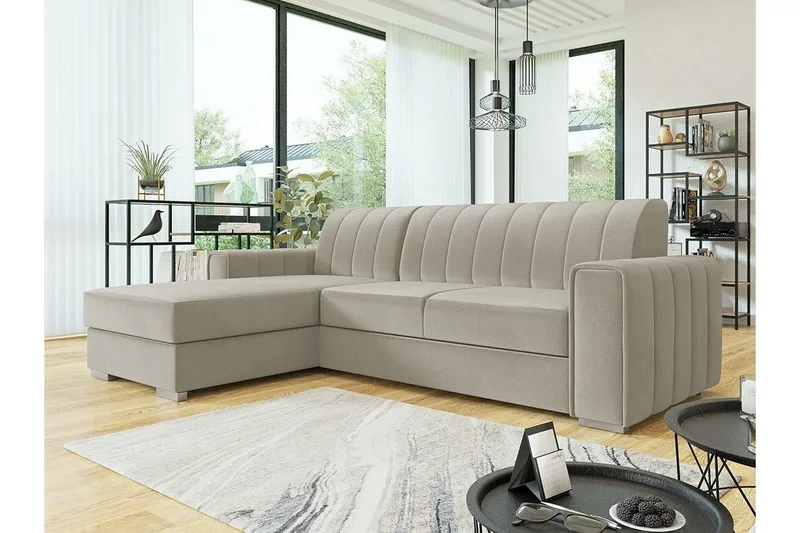 Denegal 3-sits Hörnbäddsoffa NO_BRAND beige - Møbler - Sofaer - Sovesofaer