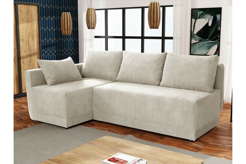 Denegal 3-sits Hörnbäddsoffa NO_BRAND beige - Møbler - Sofaer - Sovesofaer