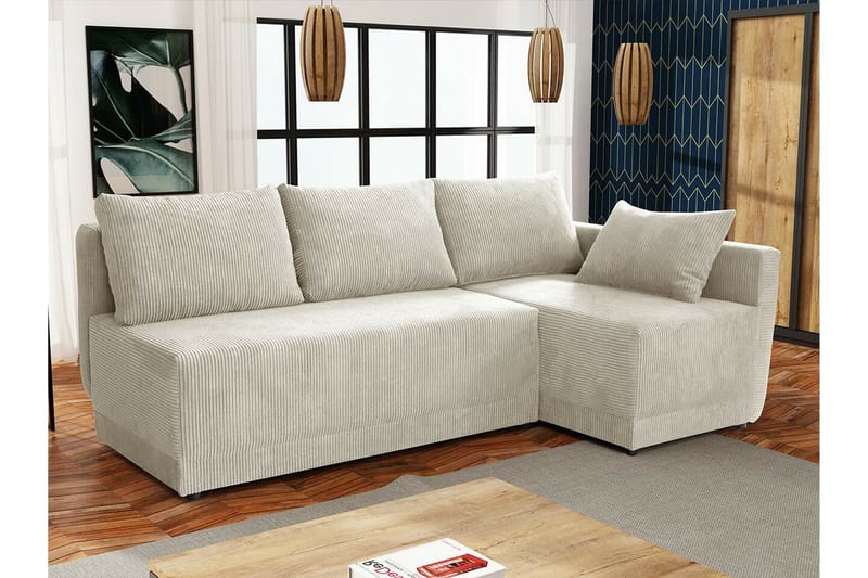 Denegal 3-sits Hörnbäddsoffa NO_BRAND beige - Møbler - Sofaer - Sovesofaer