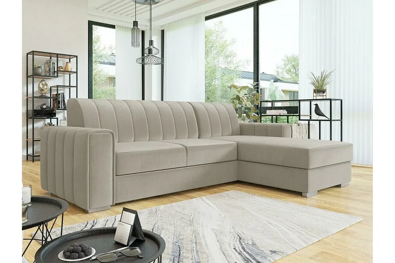 Denegal 3-sits Hörnbäddsoffa NO_BRAND Beige/Light beige - Møbler - Sofaer - Sovesofaer