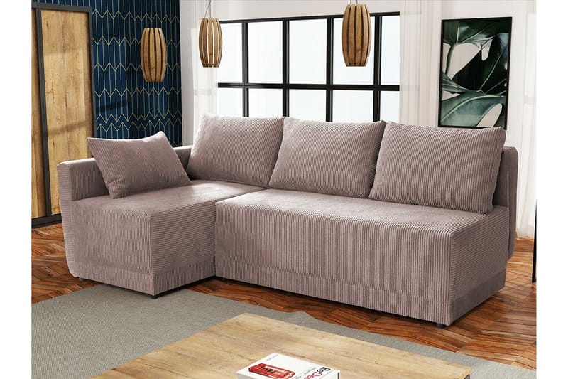 Denegal 3-sits Hörnbäddsoffa NO_BRAND Brown - Møbler - Sofaer - Sovesofaer