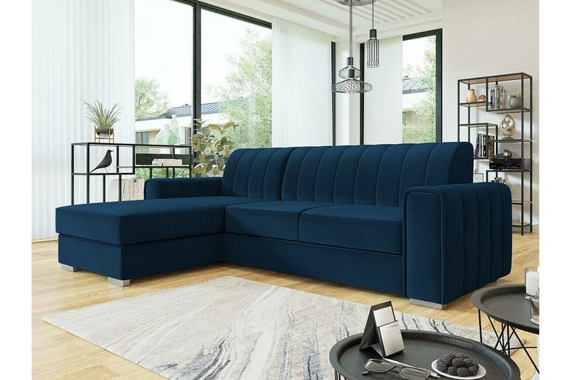 Denegal 3-sits Hörnbäddsoffa NO_BRAND Dark blue - Møbler - Sofaer - Sovesofaer