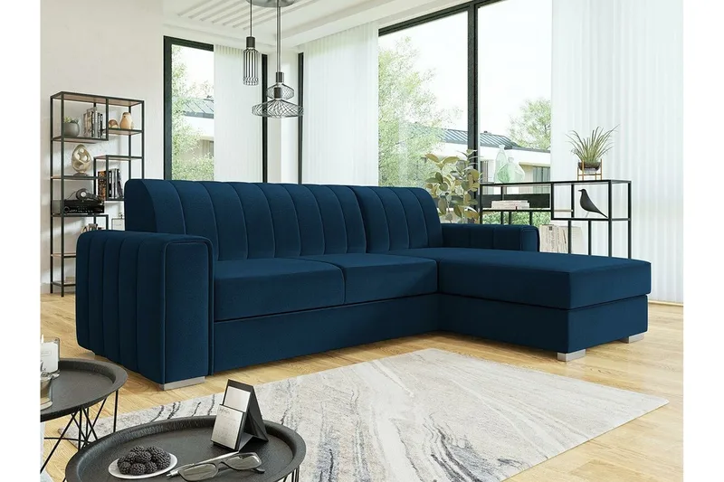 Denegal 3-sits Hörnbäddsoffa NO_BRAND Dark blue - Møbler - Sofaer - Sovesofaer