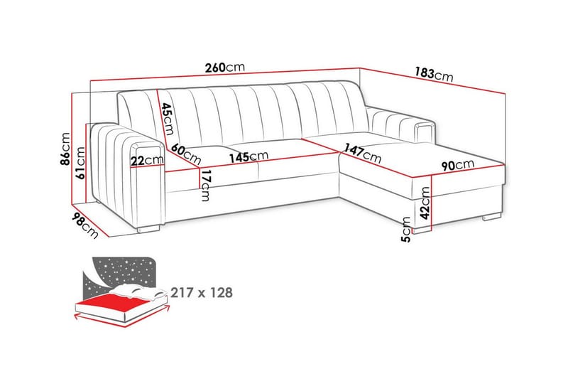 Denegal 3-sits Hörnbäddsoffa NO_BRAND Dark green - Møbler - Sofaer - Sovesofaer