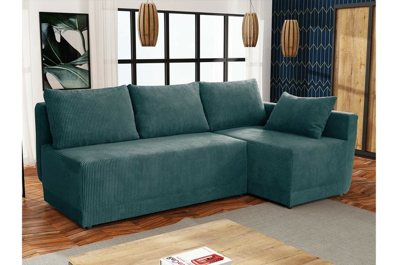 Denegal 3-sits Hörnbäddsoffa NO_BRAND Green - Møbler - Sofaer - Sovesofaer