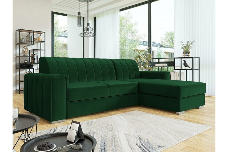 Denegal 3-sits Hörnbäddsoffa NO_BRAND Green - Møbler - Sofaer - Sovesofaer