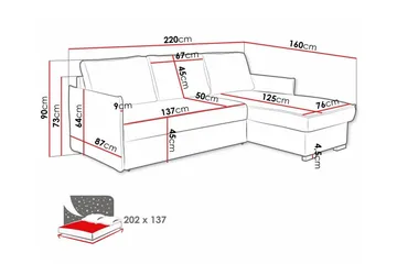 Denegal 3-personers Hjørnesovesofa - Møbler - Sofaer - Sovesofaer