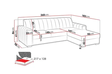 Denegal 3-personers hjørnesovesofa - Møbler - Sofaer - Sovesofaer