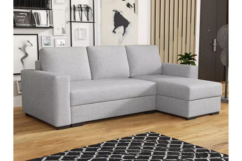 Denegal 3-personers Hjørnesovesofa - Lysegrå - Møbler - Sofaer - Sovesofaer