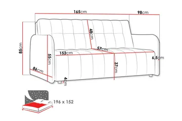 Denegal 3-personers Udtrækkelig Sovesofa 152x196 cm med Opbevaring i Stof - Blå - Møbler - Sofaer - Sovesofaer