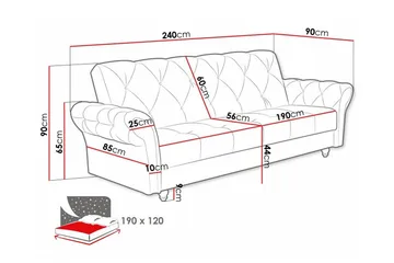 Denegal 3-personers Sovesofa - Mørkebrun - Møbler - Sofaer - Sovesofaer