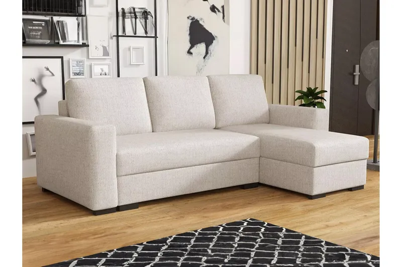 Denegal 3-personers Hjørnesovesofa - Cream - Møbler - Sofaer - Sovesofaer