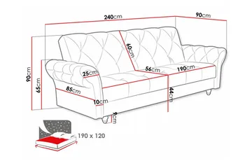Denegal 3-personers Sovesofa - Lysegrå - Møbler - Sofaer - Sovesofaer