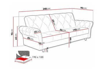 Denegal 3-personers Sovesofa - Lysebrun - Møbler - Sofaer - Sovesofaer