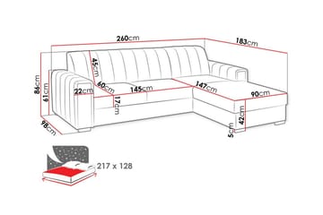Denegal 3-personers hjørnesovesofa - Møbler - Sofaer - Sovesofaer