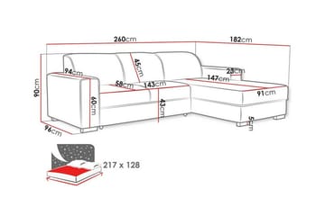 Denegal 3-personers hjørnesovesofa - Møbler - Sofaer - Sovesofaer