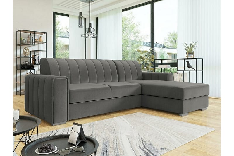 Denegal 3-personers Hjørnesovesofa - Mørkegrå - Møbler - Sofaer - Sovesofaer