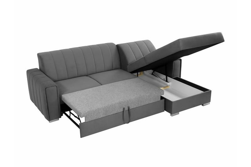 Denegal 3-personers Hjørnesovesofa - Mørkegrå - Møbler - Sofaer - Sovesofaer