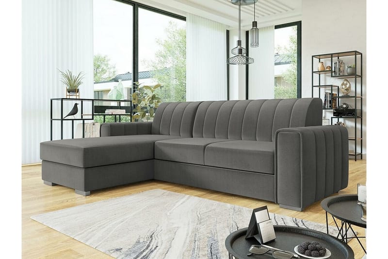 Denegal 3-personers Hjørnesovesofa - Mørkegrå - Møbler - Sofaer - Sovesofaer