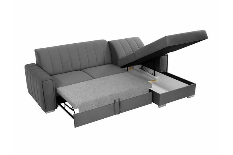 Denegal 3-personers Hjørnesovesofa - Mørkegrå - Møbler - Sofaer - Sovesofaer