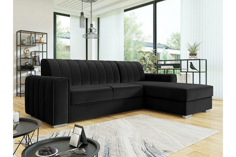 Denegal 3-personers Hjørnesovesofa - Sort - Møbler - Sofaer - Sovesofaer
