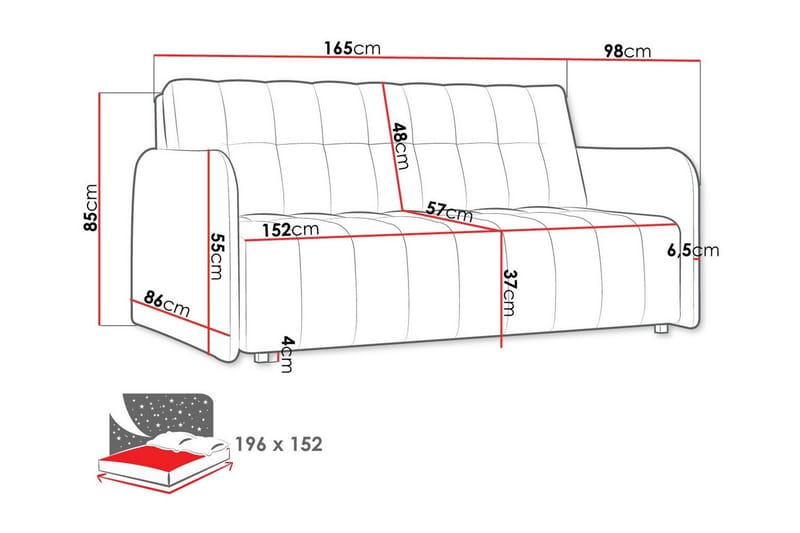 Denegal 3-personers Sovesofa - Mørkegrøn - Møbler - Sofaer - Sovesofaer