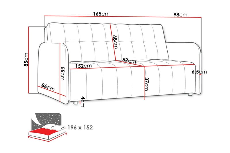 Denegal 3-personers Sovesofa - Mørkegrøn - Sovesofaer - 3 personers sovesofa