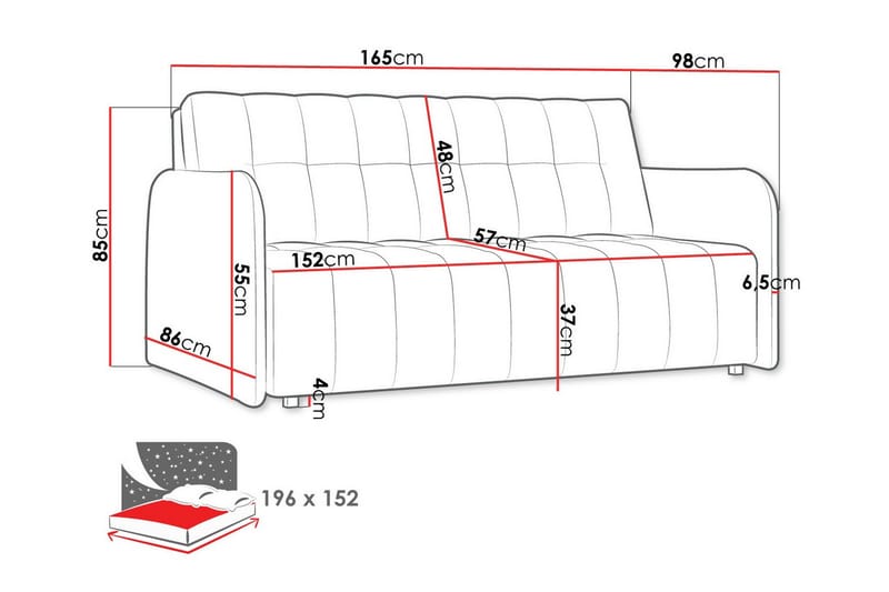 Denegal 3-personers Sovesofa - Mørkeblå - Møbler - Sofaer - Sovesofaer