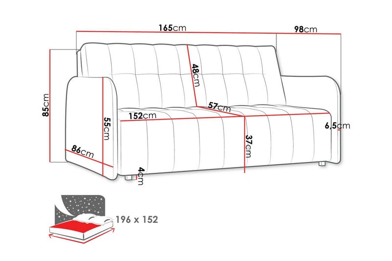 Denegal 3-personers Sovesofa - Mørkegrøn - Sovesofaer - 3 personers sovesofa