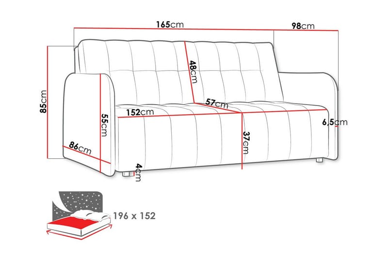 Denegal 3-personers Sovesofa - Brun - Sovesofaer - 3 personers sovesofa