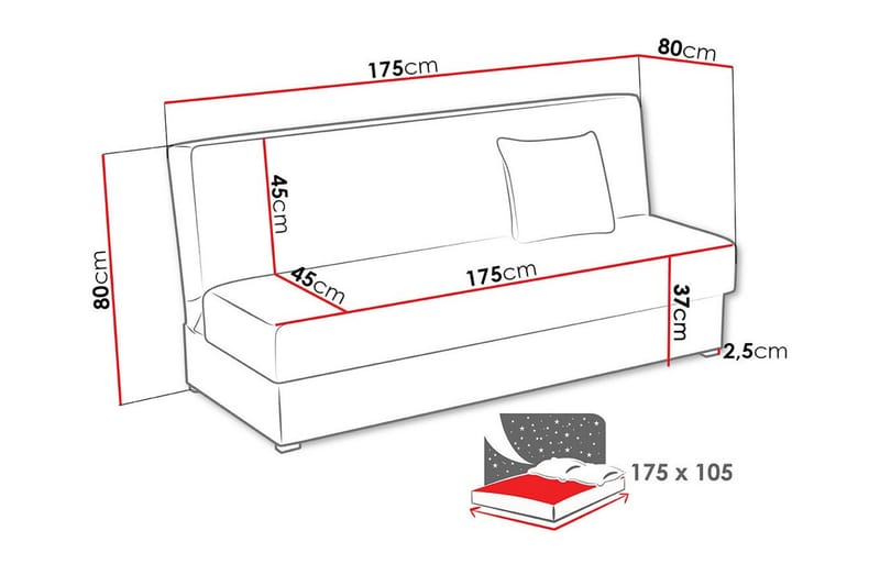 Denegal 3-personers Sovesofa - Mørkeblå/Marine - Sovesofaer - 3 personers sovesofa