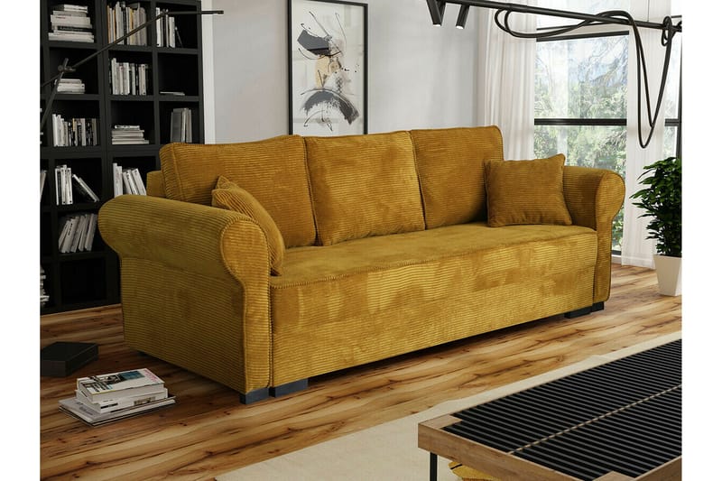 Denegal 3-personers Sovesofa - Sennepsgul - Møbler - Sofaer - Sovesofaer