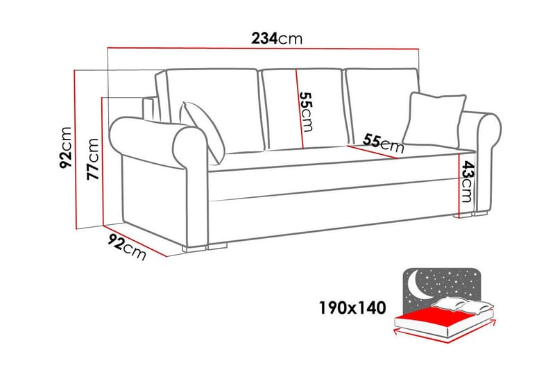 Denegal 3-personers Sovesofa - Brun/Beige - Sovesofaer - 3 personers sovesofa