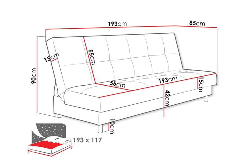 Denegal 3-personers Sovesofa - Turkis - Møbler - Sofaer - Sovesofaer