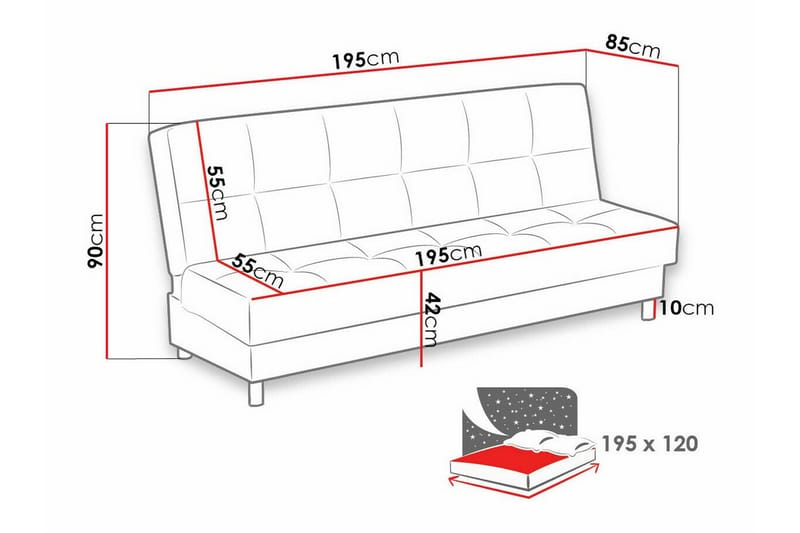 Denegal 3-personers Sovesofa - Mørkeblå - Møbler - Sofaer - Sovesofaer