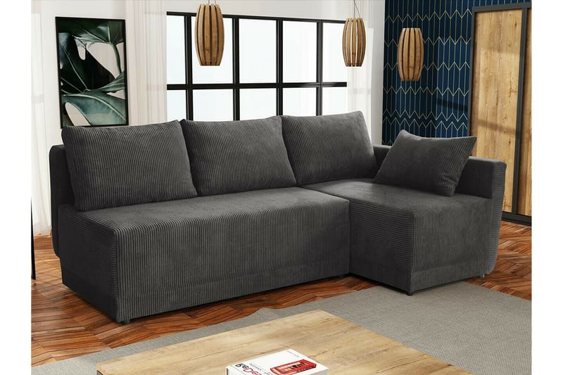 Denegal 3-personers Hjørnesovesofa - Mørkegrå - Møbler - Sofaer - Sovesofaer
