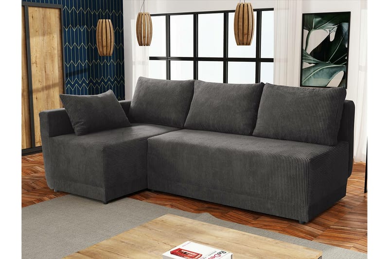Denegal 3-personers Hjørnesovesofa - Mørkegrå - Møbler - Sofaer - Sovesofaer