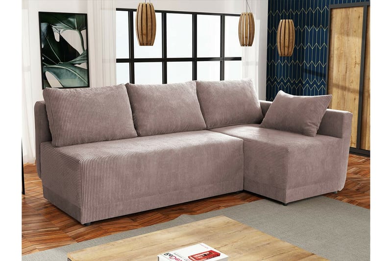 Denegal 3-personers Hjørnesovesofa - Lyserødt - Møbler - Sofaer - Sovesofaer