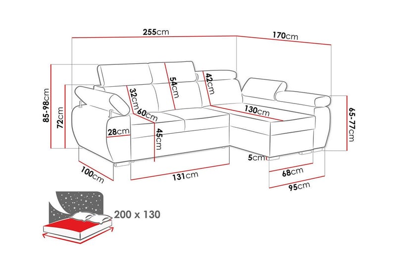 Denegal 3-personers Hjørnesovesofa - Mørkegul - Møbler - Sofaer - Sovesofaer