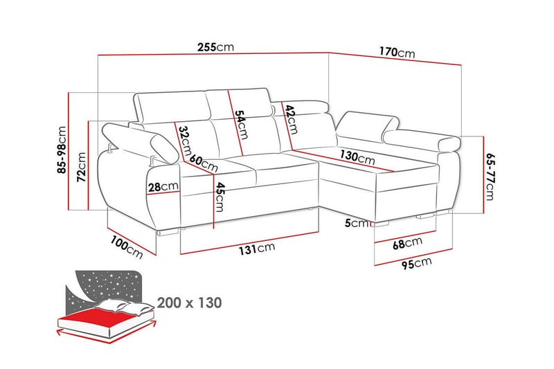 Denegal 3-personers Hjørnesovesofa - Mørkegul - Møbler - Sofaer - Sovesofaer