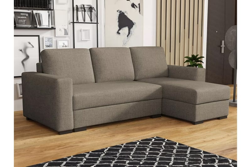 Denegal 3-personers Hjørnesovesofa - Lysebrun - Møbler - Sofaer - Sovesofaer