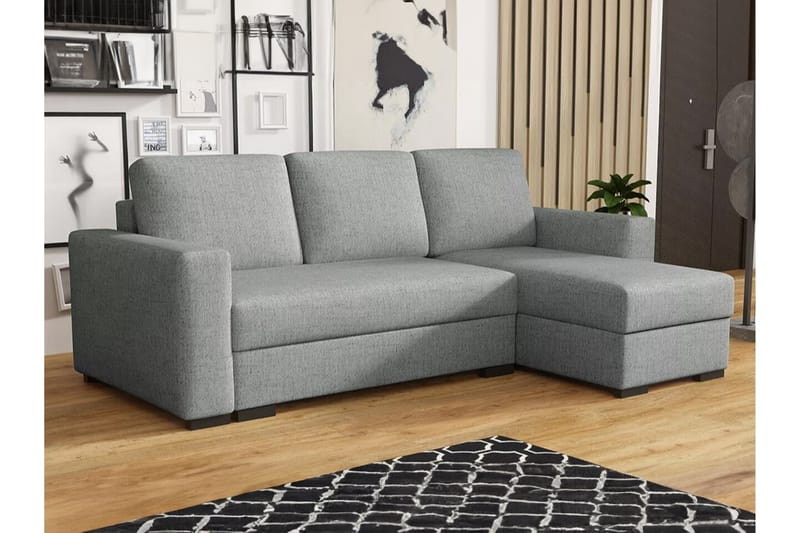 Denegal 3-personers Hjørnesovesofa - Grå - Møbler - Sofaer - Sovesofaer